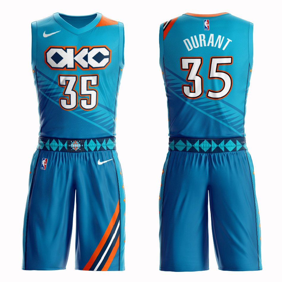 Customized Men Oklahoma City Thunder #35 Durant blue NBA Nike jersey->oakland raiders->NFL Jersey